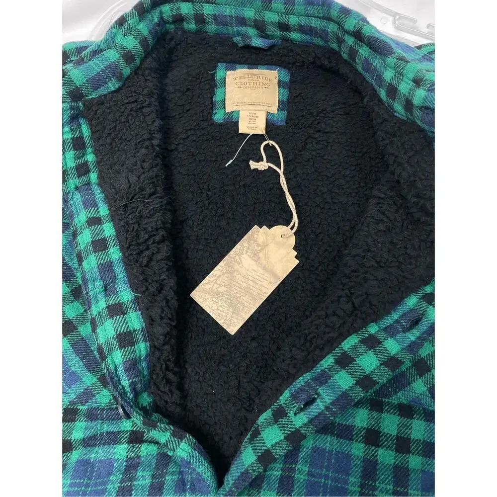 Telluride Clothing Company Green Blue Plaid Flannel Button-Front‎ Shacket M